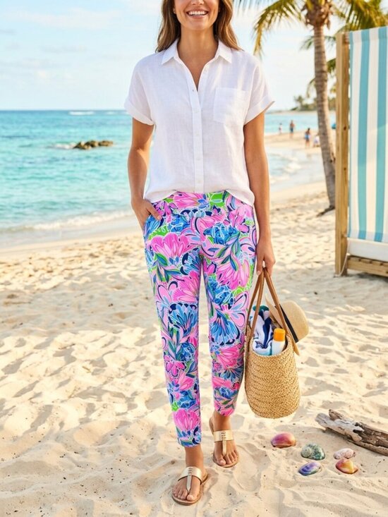 Lilly Pulitzer Pants - Lilly Pulitzer Corso UPF 50+ Golf Pants Tiger Sunrise Gecko Green Leggings NEW